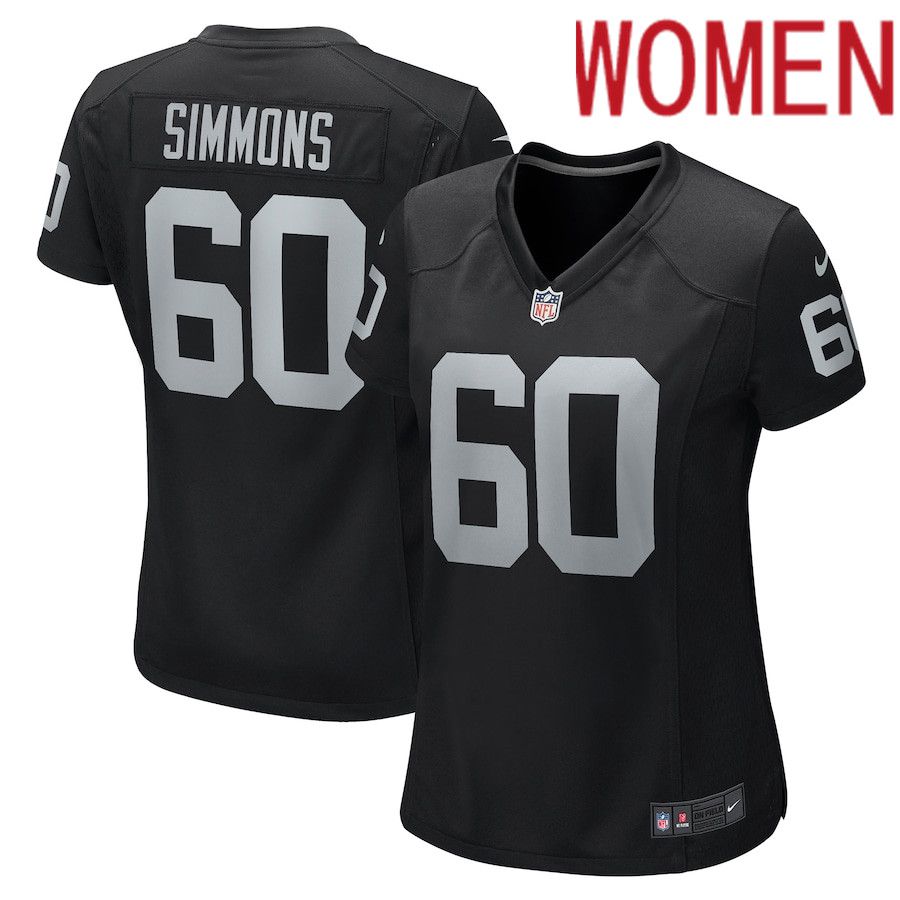 Women Oakland Raiders #60 Jordan Simmons Nike Black Game NFL Jersey